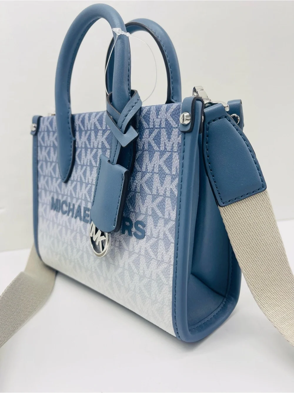 Michael Kors Mirella Extra-Small Ombré Logo Crossbody XBODY Shopper Denim  NWT